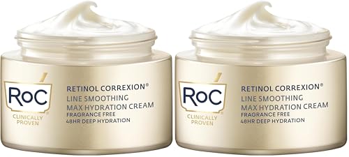 RoC Retinol Correxion Max Hydration Anti-Aging Daily Face Moisturizer with Hyaluronic Acid, Fragrance-Free, Oil Free Skin Care, 1.7 Ounces (Packaging May Vary) (Pack of 2)