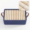 Rocvam 18.5 x 11 x 7.9 Inch Closet Organizers and Storage - Foldable Fabric Storage Bins, Steel Frame Support - Dark Blue Cationic Fabric
