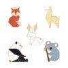 ROFARSO Origami/Paper-Folding Animal Enamel Lapel Pin Set Cartoon Fox Rabbit Dog Panda Koala Enamel Pin, Accessory for Backpacks Clothing Bags Hats Shirts (5piccs pin set)