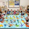 Rogara 3x5 ABC Classroom Rug for Kids Playroom, Alphabet Rug with 26 Dinosaurs, Non-Slip Washable Kids Carpet, Educational Preschool Play Mat for Daycare, Nursery, Toddler Bedroom