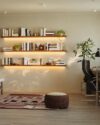 ROGMARS 72 Inches Long Walnut Floating Shelves with Led Light