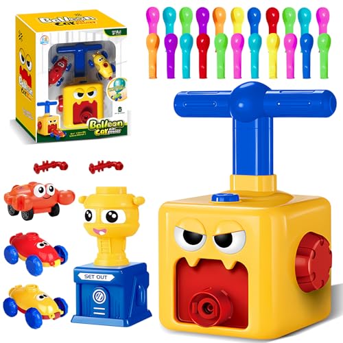 ROHSCE Balloon Car Toy, Balloon Launcher Toy Set with Pump and Rocket Tower, 3 Racing Cars Party Toys for Toddlers, STEM Fun for Kids Ages 3+