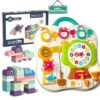 ROHSCE Soft Building Blocks for Toddlers, Montessori Baby Busy Board Sensory Toys STEM Toddler Gifts Busy Board for Babies 6-12 Months Fine Motor Skills Toys
