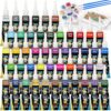 Roizefar Fabric Paint Set, 48 Colors with Metallic, Glitter & Neon, All-in-One Kit with Brushes & Palette, Permanent Textile Paint for Clothes, Shoes, Bags, Shirts, Canvas DIY, 0.34 oz Each
