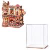 ROKR 3D Wooden Puzzle Dream Coffee Factory, Acrylic Display Case Dust Cover for Collectibles
