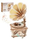 ROKR 3D Wooden Puzzles for Adults, Diva Phonograph Music Box Mechanical Model Kit to Build, Wooden Phonograph Puzzle Vintage Home Decor, DIY Crafts Gifts for Birthday