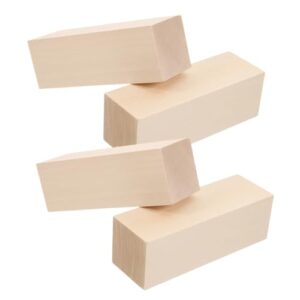 Roleader 4pcs Unfinished Basswood Wooden Blocks for Crafts Smooth Texture Rectangle Wood Cubes 5.9x2in, Reduce Cracking and Chipping, for Prototype Making and Art Class Projects