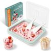 Rolled Ice Cream Maker Kit, At Home Ice Cream Roller Maker Machine with Instant Freeze Tray with Lid & 2 Spatulas, roll ice cream maker for Family Activities, Frozen Yogurt Machine (Mint Green)