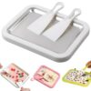Rolled Ice Cream Maker, Stainless Steel Instant Freeze Tray Kit with 2 Scrapers, DIY Homemade Gelato Sorbet Frozen Yogurt Plate for Family Party Kids Adults (White)