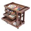 Rolling Cart - Art Supplies Storage 5-Tier Cart, Pine Wood with 3 Drawers