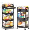 Rolling Cart:Baby Diaper Caddy Cart+Rolling Cart with Drawer, Black