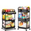 Rolling Cart:Baby Diaper Caddy Cart+Rolling Cart with Drawer, Black