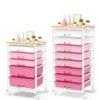 Rolling Carts:Rolling Carts With 5 Drawers+Rolling Cart With 8 Drawers,Pink