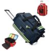 Rolling Medical Bag with Wheels, Detachable 2-in-1 Trolley Case, Large First Responder Empty Kit, 1800D Oxford Cloth for EMT & Home Health Nurses