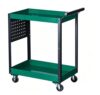 Rolling Metal Tool Cart, Open Shelf Utility Storage Trolley with Perforated Panel for Garage Mechanic Workshop DIY Organizer