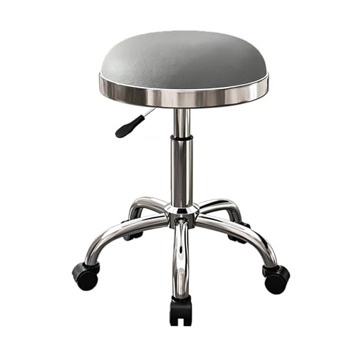 Rolling Stool Chair with Wheels Ergonomic Swivel Seat Adjustable Height 18"-22" Portable Salon Chair for Hair Stylist for Home Ultra-Quiet Wheels for Beauty Salon Tattoo(Chrome)