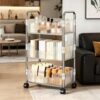 Rolling Storage Cart with Wheels, Mobile Organizer for Kitchen, Bathroom, Living Room, Office, Clear Utility Cart for Easy Organization and Storage