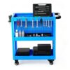 Rolling Tool Trolley with Handle, Mechanic Cart, 6 Hooks & 4 Swivel Casters for Garage, Electrician, Plumber, Teacher Use - Heavy Duty Storage Solution