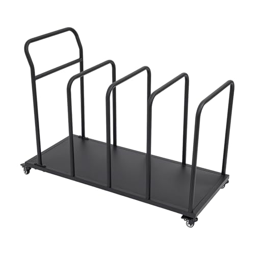 Rolling Utility Cart with Locking Brake & Removable Dividers, Portable Storage Solution for Garage, Studio, Warehouse - Easy Mobility Drying Rack to Protect Your Canvas (Black)