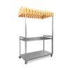 Rolling Vending Cart with Striped Canopy,Outdoor Vendor Cart,