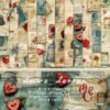 Romantic Love Letter Ephemera Paper Pad & Antique Postal Script Red Rose Cardstock 6x6 Inch Scrapbook Paper Pad 12 Designs 24 Sheets 160gsm Cardstock for Crafting, Card Making & Journaling