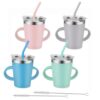 Rommeka Kids Cups with Lids and Straws, Sippy Cups with Handle