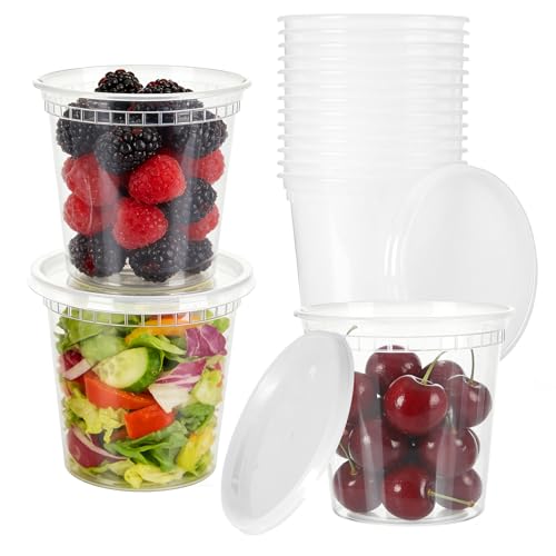 Romon Food Storage Containers with Lid, Pack of 24 Freezing Containers with Lids (710 ml/24 oz), Dishwasher Safe for Food, Small Items, Tupperware Set Made of BPA-Free for Kitchen, Mealprep, Souper