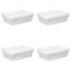 ROOK UNLIMITED Set of (2) Small Storage Bin, 28 Quart Clear Plastic Storage Container with Snap-On Lid, White 4 Pack