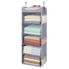 roomtalk 5-Shelf Hanging Closet Organizer and Storage with 6 Side Pockets, Collapsible Closet Hanging Shelves for Storage, Grey