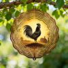 Rooster Wind Spinner, Rustic Vintage Farm Barn Harvest Gold Metal Hanging Wind Sculptures Outdoor Ornaments for Garden Porch Balcony Hallways Decor 12 Inch