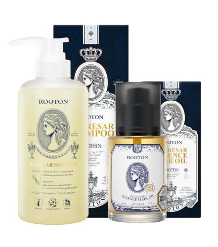 ROOTON Regresar Protein Repair Shampoo & Hair Oil Set for Damaged Hair, Shine, Cuticle & Elasticity Care, 500ml + 100ml / 16.9 + 3.38 fl oz