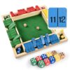 ropoda 12 Inches 4-Way Shut The Box Dice Board Game (2-4 Players) for Kids & Adults [4 Sided Large Wooden Board Game, 8 Dice + Shut-The-Box Rules] Smart Game for Learning Addition
