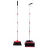 RORPOIR Foldable Broom and Dustpan Set with Long Handle, Upright Standing Dustpan with Self-Cleaning Teeth, Extra Wide Plastic and Stainless Steel Design for Efficient Sweeping of Water