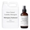 Roses Natural Laundry Essentials Bundle, Plant-Based Laundry Detergent + Dryer Ball Spray, Reduces Static & Odor, Long-Lasting Freshness, 32 oz Detergent + 4 oz Spray (Mahogany Teakwood)