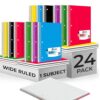 Rosmonde 24 Pack Spiral Notebooks, 1 Subject Notebook, Wide Ruled,70 Sheets