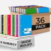 Rosmonde 36 Pack, 5 Subject Notebook Wide Ruled, 150 Sheets (300 Pages)