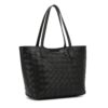 Rosvovo Luxury Handmade Woven Tote Bag for Women - Black Woven Leather Handbag with Inner Pouch