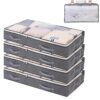 ROTORS Under Bed Storage Containers, Foldable Bins with Clear Lids, Stackable Zippered Storage for Clothes Shoes Blankets, for Bedroom Dorm Home (Gray-4 pcs)