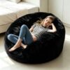 Round Bean Bag Chair for Adults & Kids Indoor Household Relax, 4FT Black