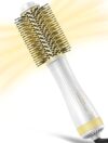 Round Blow Dryer Brush,1.75Inch Hair Dryer Brush for Medium to Long Hair, 1200W One-Step Hot Air Brush with Ceramic Coating, 3 Heat Settings for Smooth Blowouts and Volume, White Gold