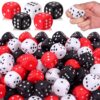 RoundFunny 100 Pcs Foam Dice Stress Ball 1.57 Inch Fake Soft Slow Dot Stress Anxiety Relief Dice Toys for Kids Adults Board Game Casino Decoration Party Toy Favors Supplies (Black,White and Red)