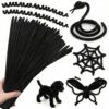 RoundFunny 150 Pcs 39 Inches Extra Long Black Pipe Cleaners Crafts, 6mm Fuzzy Chenille Stems Bulk for DIY Art Projects Flower Creative Supplies Wrapping Party Decorations