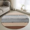 Round Rug 4ft Farm Vintage Grey Wood Board Soft Non-Slip Washable Felt Carpet Pad, Farmhouse Wooden Grain Area Rugs for Living Room Bedroom Bathroom
