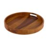 Round Serving Tray 13 Inch Solid Bottom Wooden Tray Decorative Platter Kitchen Table Organizer Snack Dessert Beverage Serving Board Home Decor