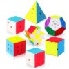 Roxenda Speed Cube Set, Speed Cube Bundle of 2x2 3x3 4x4 Megaminx Windmill Mirror Cube and Pyramid Cube Smoothly Magic Cubes Collection for Kids & Adults [7 Pack] (Stickerless)