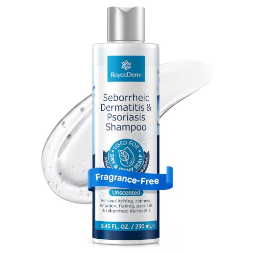 RoyceDerm Seborrheic Dermatitis & Psoriasis Shampoo – Medicated Dandruff Shampoo with Salicylic Acid, Helps Relieve Itchy, Flaky & Scaling Scalp, Fragrance-Free for Dry, Sensitive Scalps - Made in USA