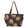 RPLIFE Tote Bag with Pockets, Lion Head Black Shoulder Bag