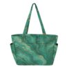 RPLIFE Zipper Tote Bag, Emerald Marble Print Shoulder Bag