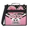 RPWOBBYQ Custom Zipper Binder Glitter Pink Cheer 3 Ring Binder 1.5 Inch Expanding Pockets File Folder Large Capacity Document Organizer Bag with Handle and Strap