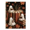 Rqvcp Fall Halloween Ghost Book Lover Notebook Journal for Women 5.5x8.3